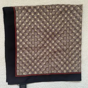 Gucci Silk Scarf GG Bees Print